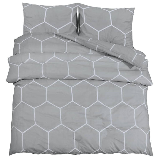 Vidaxl dekbedovertrekset 200x200 cm katoen grijs en wit