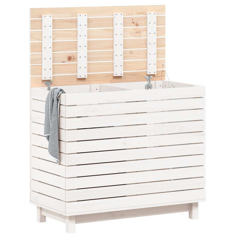 Afbeelding laden in galerijviewer, Vidaxl wasmand 88,5x44x76 cm massief grenenhout wit
