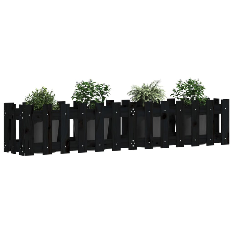 Afbeelding laden in galerijviewer, Vidaxl plantenbak verhoogd hekontwerp 150x30x30 cm grenenhout zwart
