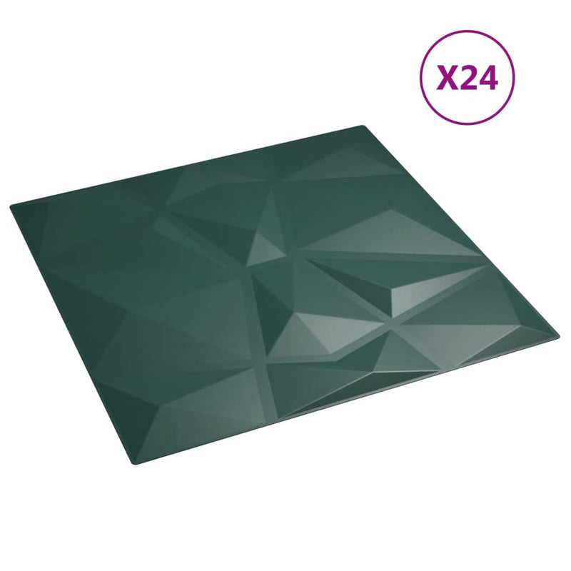 Afbeelding laden in galerijviewer, Vidaxl 24 st wandpanelen diamant 6 m² 50x50 cm xps groen
