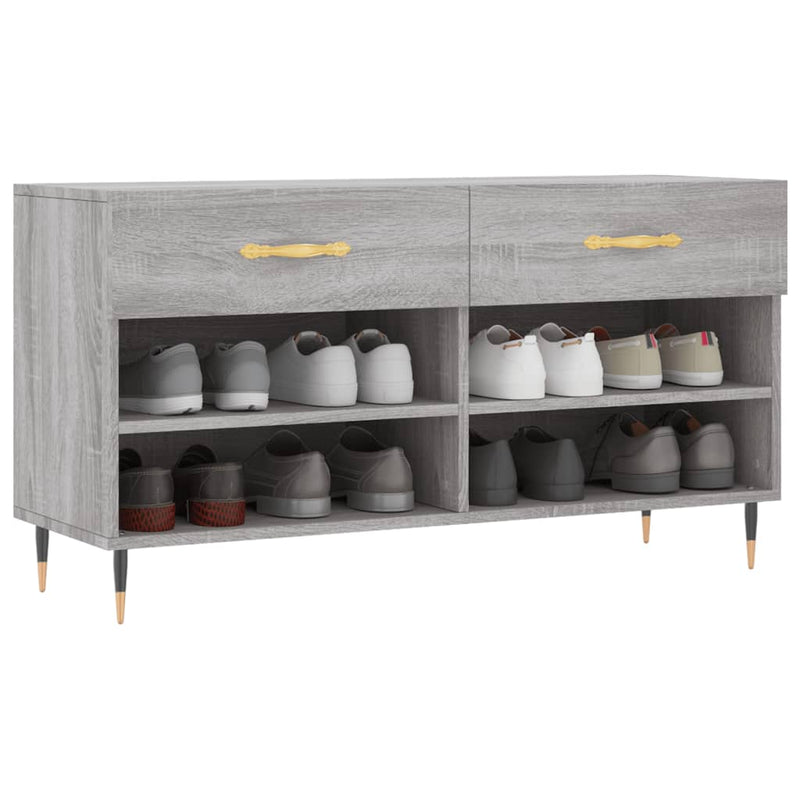 Afbeelding laden in galerijviewer, Vidaxl schoenenbank 102x35x55 cm bewerkt hout grijs sonoma eikenkleur
