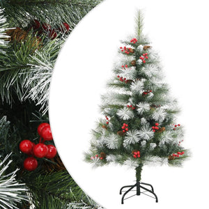 Vidaxl kunstkerstboom met scharnieren dennenappels en bessen 120 cm