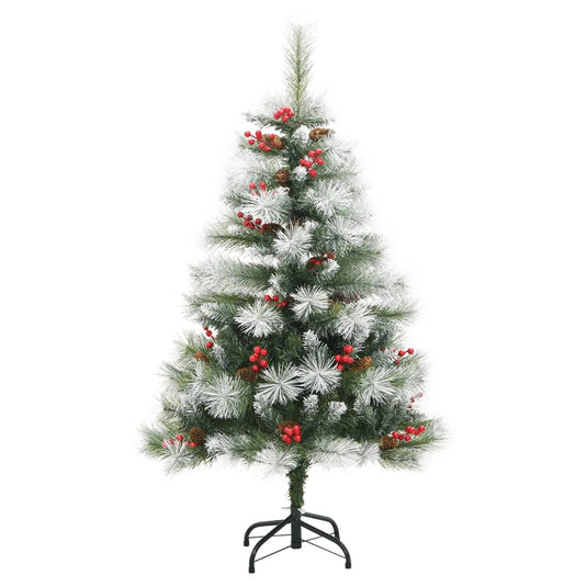 Vidaxl kunstkerstboom met scharnieren dennenappels en bessen 120 cm
