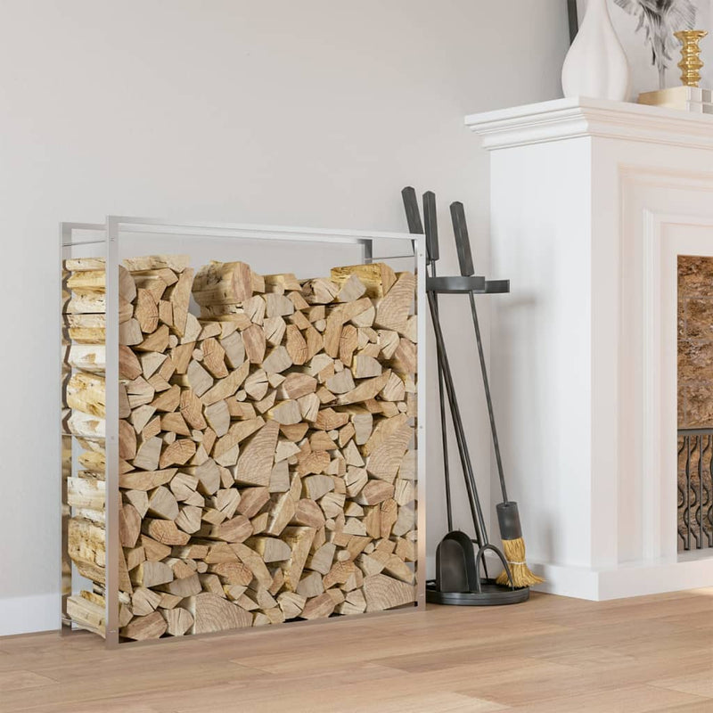 Afbeelding laden in galerijviewer, Vidaxl haardhoutrek 110x28x116 cm roestvrij staal

