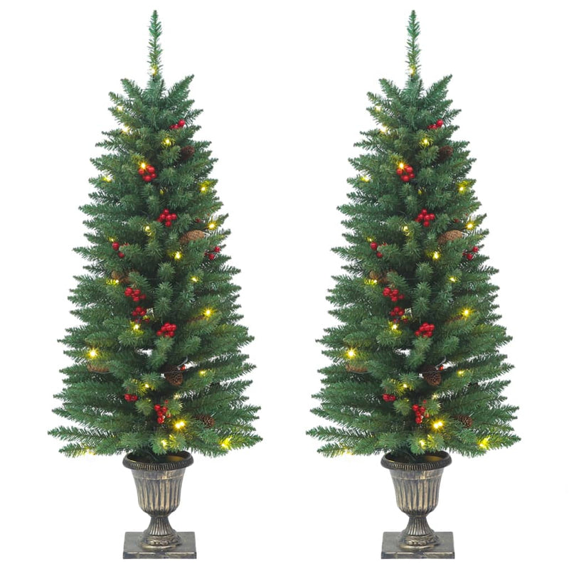 Afbeelding laden in galerijviewer, Vidaxl kunstkerstbomen 2 st 100 led's 120 cm groen

