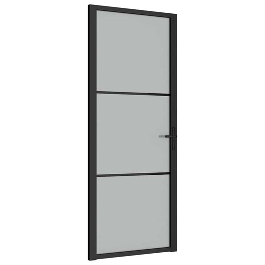 Vidaxl binnendeur 83x201,5 cm matglas en aluminium zwart