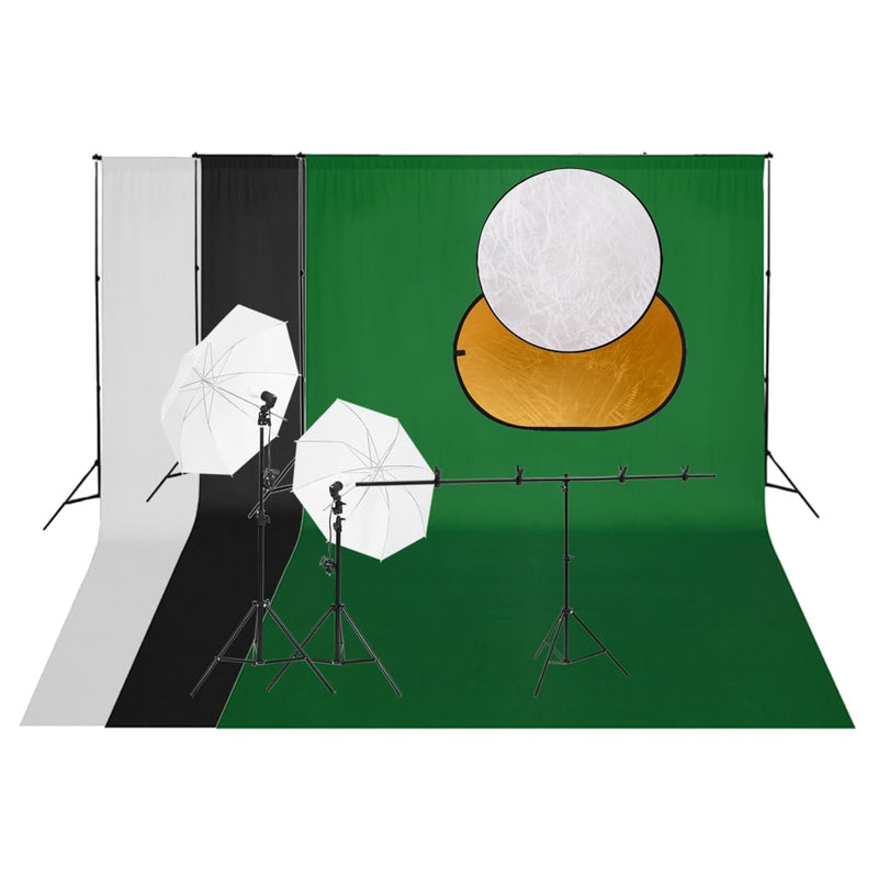 Afbeelding laden in galerijviewer, Vidaxl fotostudioset met verlichtingsset achtergrond en reflector
