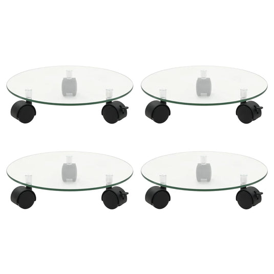Vidaxl plantenrollers 4 st rond 28 cm gehard glas