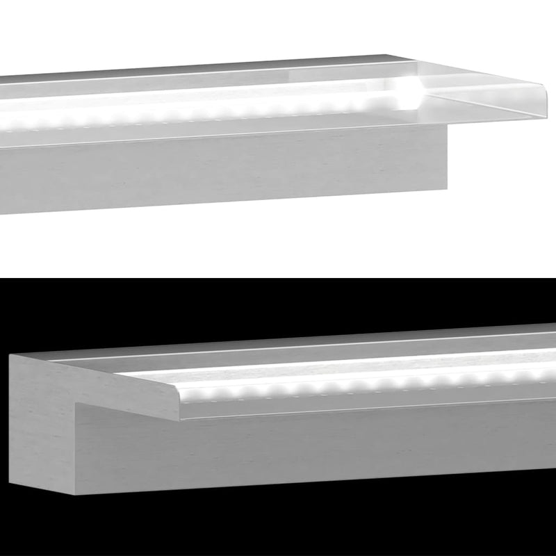 Afbeelding laden in galerijviewer, Vidaxl zwembadwaterval met led-verlichting 110 cm roestvrij staal
