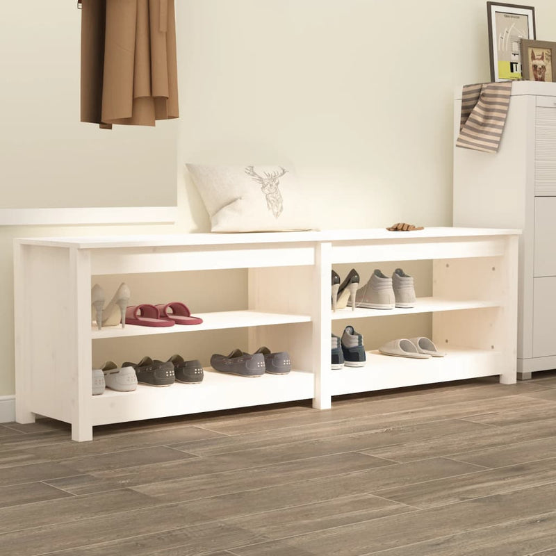Afbeelding laden in galerijviewer, Vidaxl schoenenbank 160x36,5x50 cm massief grenenhout wit
