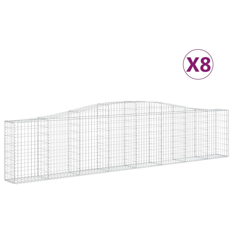 Afbeelding laden in galerijviewer, VidaXL Schanskorven 8 st gewelfd 400x30x80 100 cm ijzer

