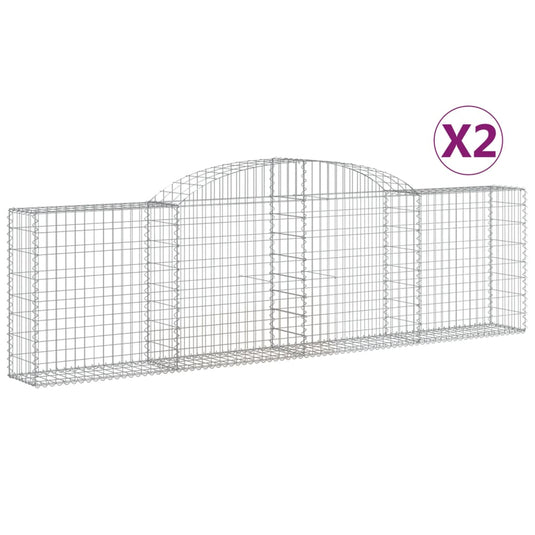 VidaXL Schanskorven 2 st gewelfd 300x30x80 100 cm gegalvaniseerd ijzer