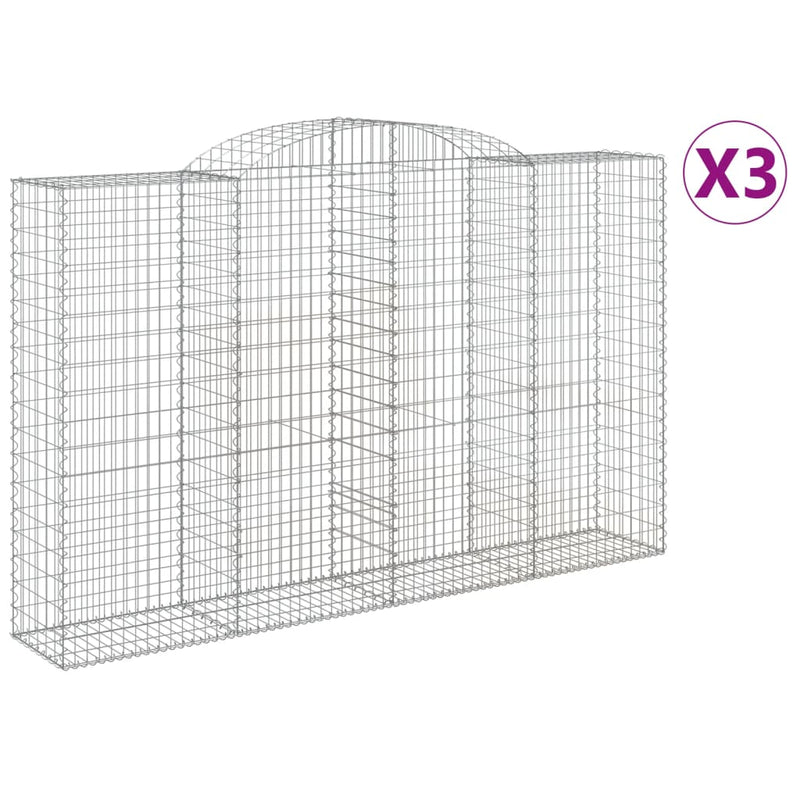 Afbeelding laden in galerijviewer, VidaXL Schanskorven 3 st gewelfd 300x50x180 200 cm ijzer
