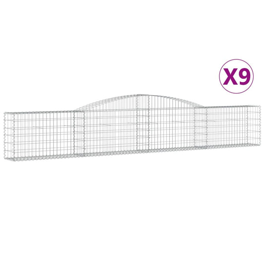 VidaXL Schanskorven 9 st gewelfd 400x30x60 80 cm ijzer