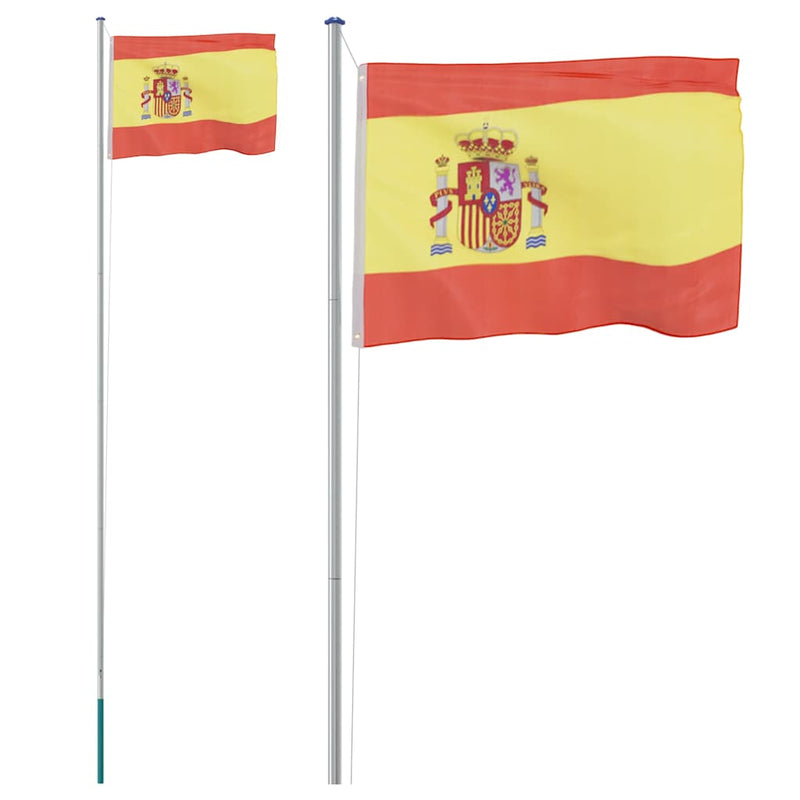 Afbeelding laden in galerijviewer, Vidaxl vlag met vlaggenmast spanje 6,08 m aluminium

