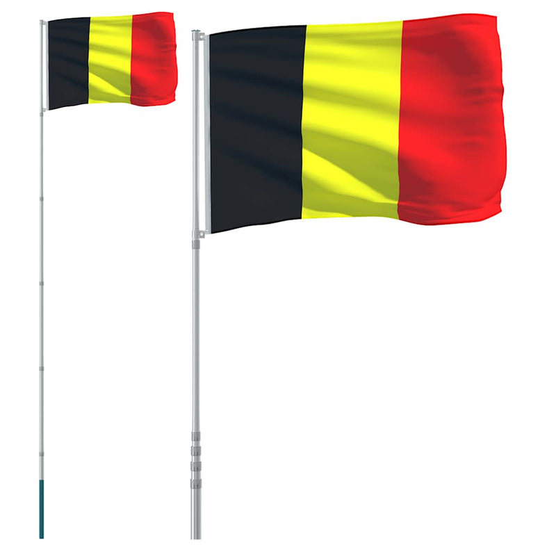 Afbeelding laden in galerijviewer, Vidaxl vlag met vlaggenmast belgië 5,5 m aluminium
