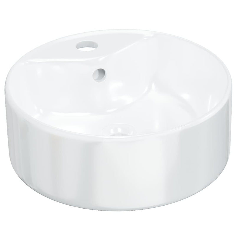 Afbeelding laden in galerijviewer, Vidaxl wasbak 40x14,5 cm rond keramiek wit

