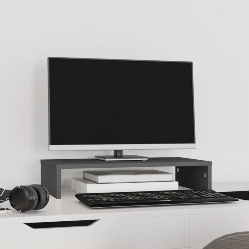 Afbeelding laden in galerijviewer, Vidaxl monitorstandaard 50x27x10 cm massief grenenhout grijs
