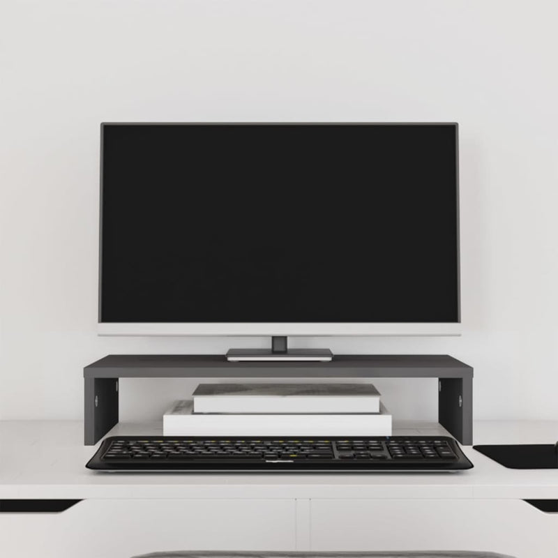 Afbeelding laden in galerijviewer, Vidaxl monitorstandaard 50x27x10 cm massief grenenhout grijs
