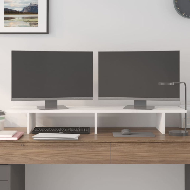 Afbeelding laden in galerijviewer, Vidaxl monitorstandaard 100x27x15 cm massief grenenhout wit
