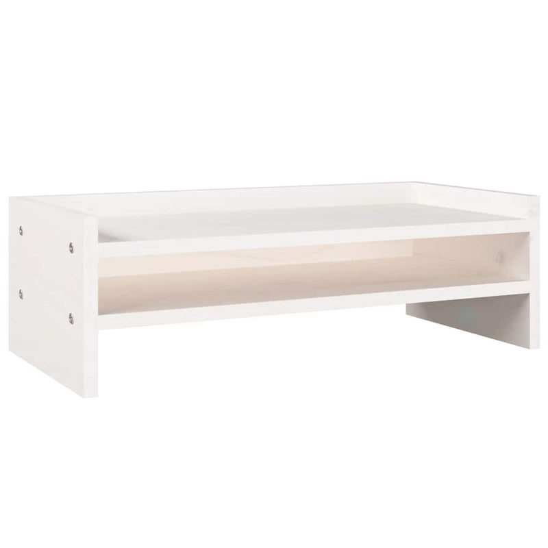 Afbeelding laden in galerijviewer, Vidaxl monitorstandaard 50x24x16 cm massief grenenhout wit
