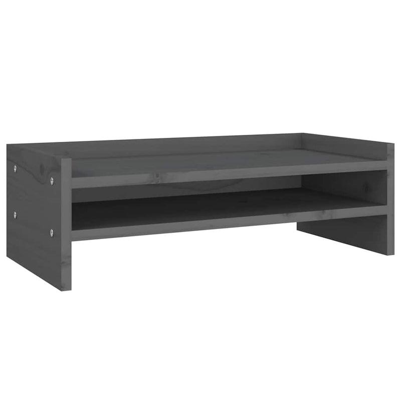 Afbeelding laden in galerijviewer, Vidaxl monitorstandaard 50x24x16 cm massief grenenhout grijs
