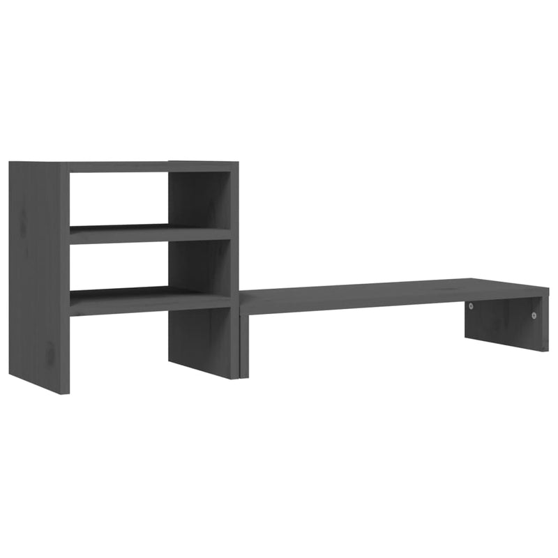 Afbeelding laden in galerijviewer, Vidaxl monitorstandaard 81x20x30 cm massief grenenhout grijs
