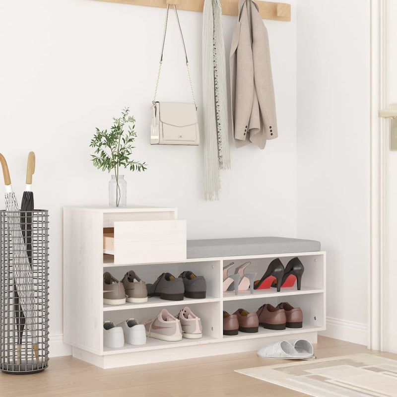 Afbeelding laden in galerijviewer, Vidaxl schoenenkast 110x34x61 cm massief grenenhout wit
