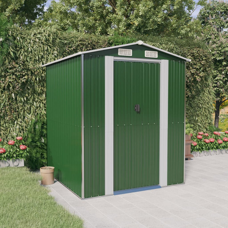 Afbeelding laden in galerijviewer, VidaXL Tuinschuur 192x191x223 cm gegalvaniseerd staal groen
