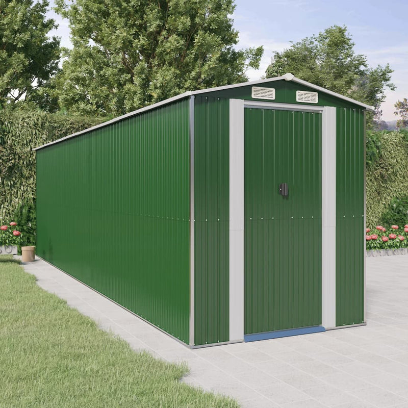 Afbeelding laden in galerijviewer, VidaXL Tuinschuur 192x689x223 cm gegalvaniseerd staal groen
