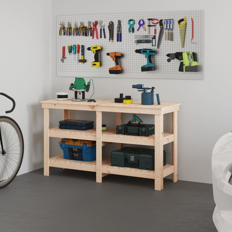 Afbeelding laden in galerijviewer, Vidaxl werkbank 142,5x50x80 cm massief grenenhout
