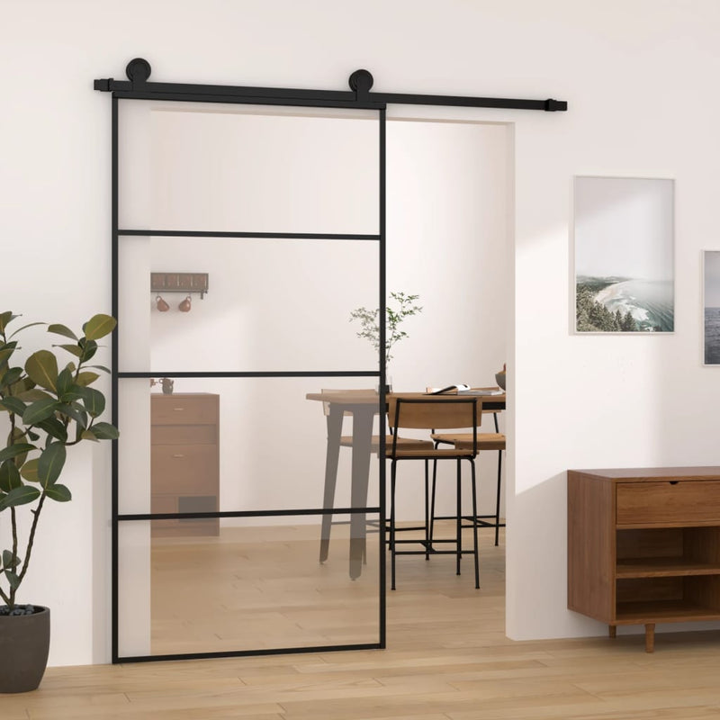 Afbeelding laden in galerijviewer, VidaXL Schuifdeur met beslag 102,5x205 cm ESG-glas en aluminium
