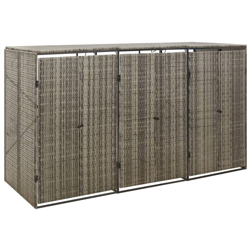 Afbeelding laden in galerijviewer, Vidaxl containerberging driedubbel 207x80x117 cm poly rattan grijs

