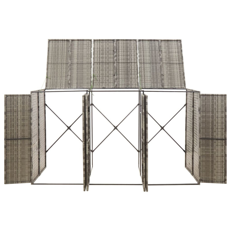 Afbeelding laden in galerijviewer, Vidaxl containerberging driedubbel 207x80x117 cm poly rattan grijs
