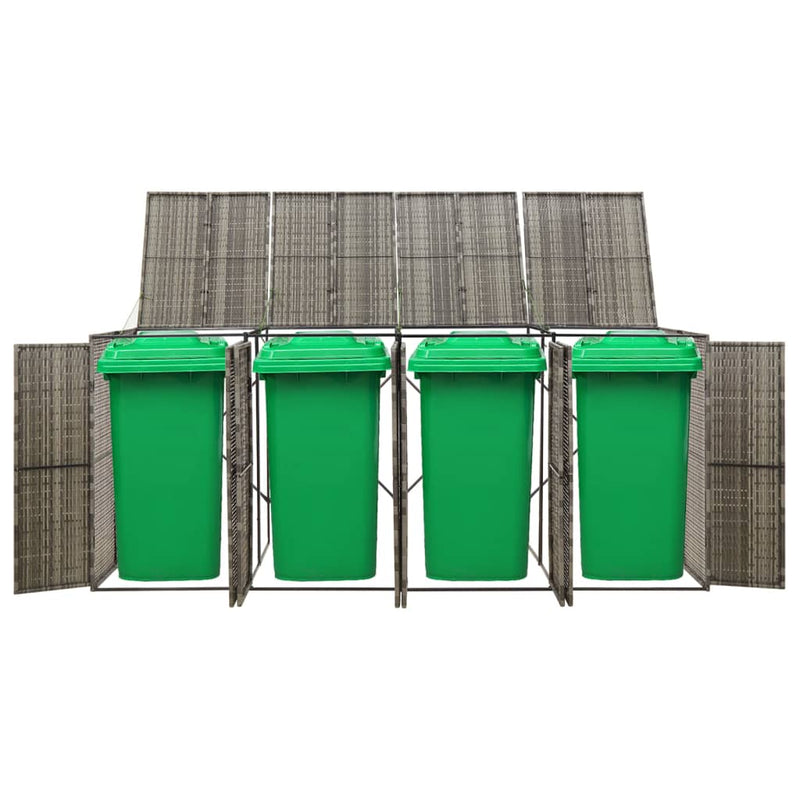 Afbeelding laden in galerijviewer, VidaXL Containerberging viervoudig 274x80x117 cm poly rattan grijs
