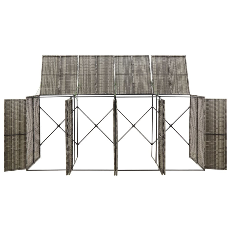 Afbeelding laden in galerijviewer, VidaXL Containerberging viervoudig 274x80x117 cm poly rattan grijs
