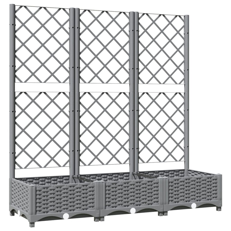Afbeelding laden in galerijviewer, Vidaxl plantenbak met latwerk 120x40x121,5 cm polypropeen lichtgrijs
