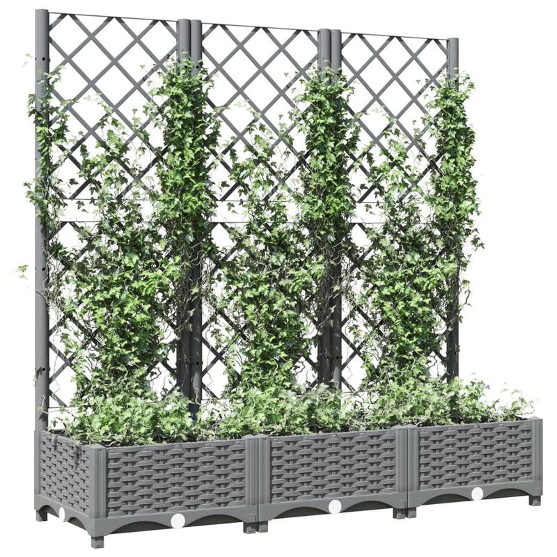 Afbeelding laden in galerijviewer, Vidaxl plantenbak met latwerk 120x40x121,5 cm polypropeen lichtgrijs
