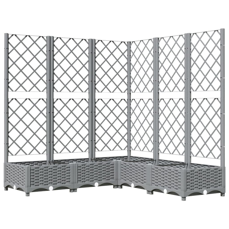 Afbeelding laden in galerijviewer, Vidaxl plantenbak met latwerk 120x120x121,5 cm polypropeen lichtgrijs
