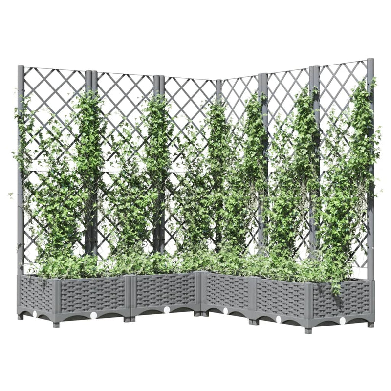 Afbeelding laden in galerijviewer, Vidaxl plantenbak met latwerk 120x120x121,5 cm polypropeen lichtgrijs
