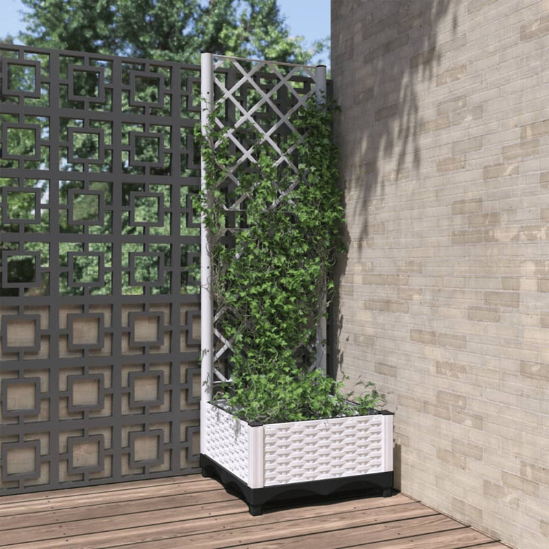 Afbeelding laden in galerijviewer, Vidaxl plantenbak met latwerk 40x40x121,5 cm polypropeen
