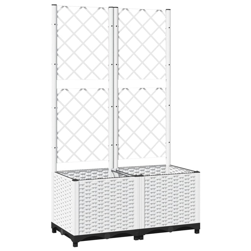 Afbeelding laden in galerijviewer, Vidaxl plantenbak met latwerk 80x40x136 cm polypropeen wit
