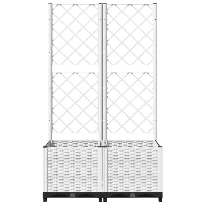 Afbeelding laden in galerijviewer, Vidaxl plantenbak met latwerk 80x40x136 cm polypropeen wit
