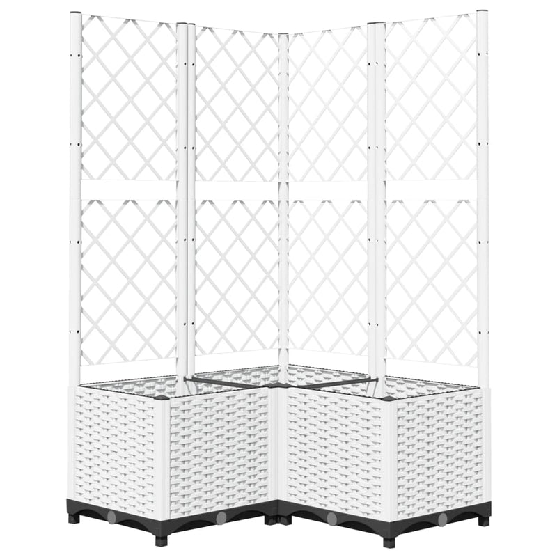 Afbeelding laden in galerijviewer, Vidaxl plantenbak met latwerk 80x80x136 cm polypropeen wit

