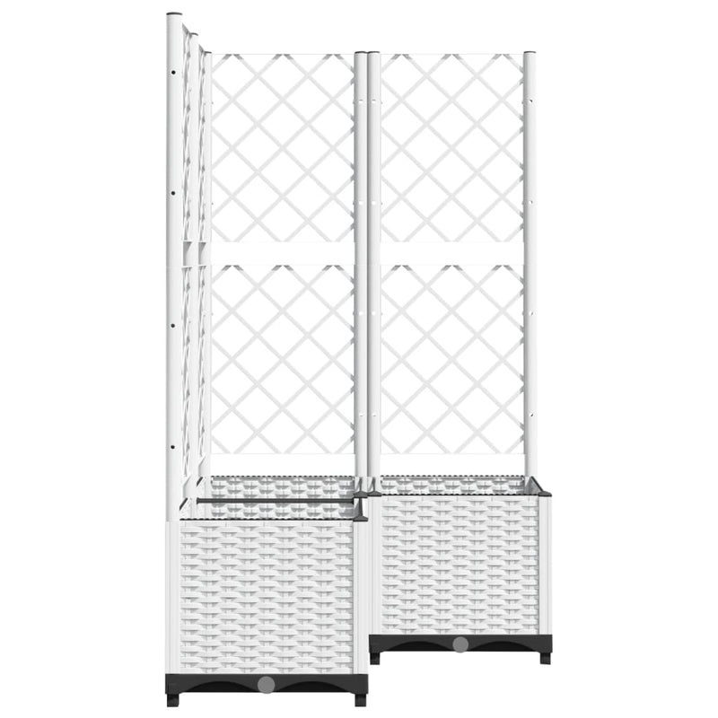 Afbeelding laden in galerijviewer, Vidaxl plantenbak met latwerk 80x80x136 cm polypropeen wit
