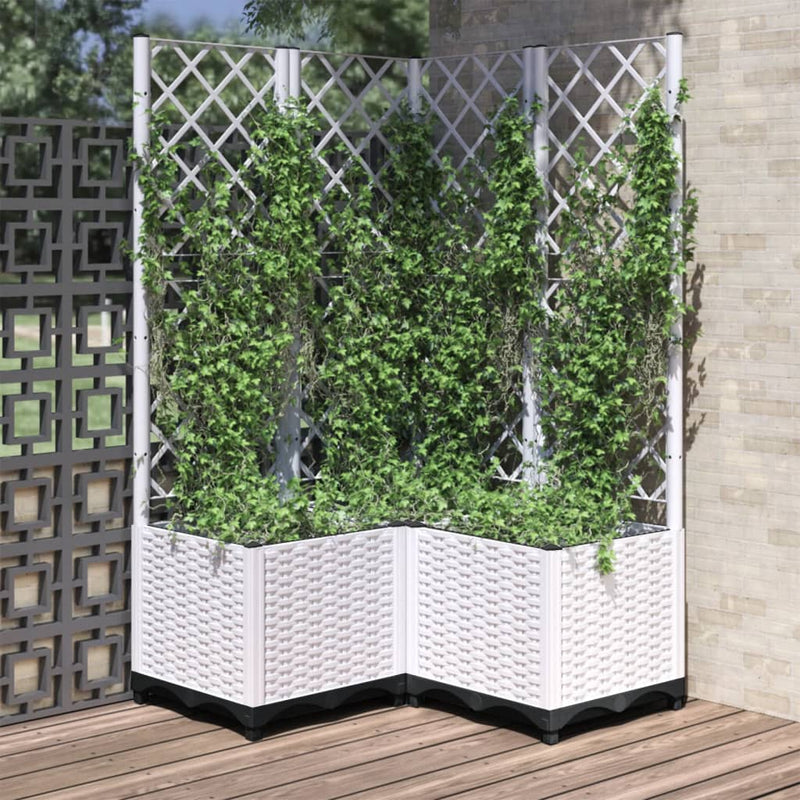 Afbeelding laden in galerijviewer, Vidaxl plantenbak met latwerk 80x80x136 cm polypropeen wit
