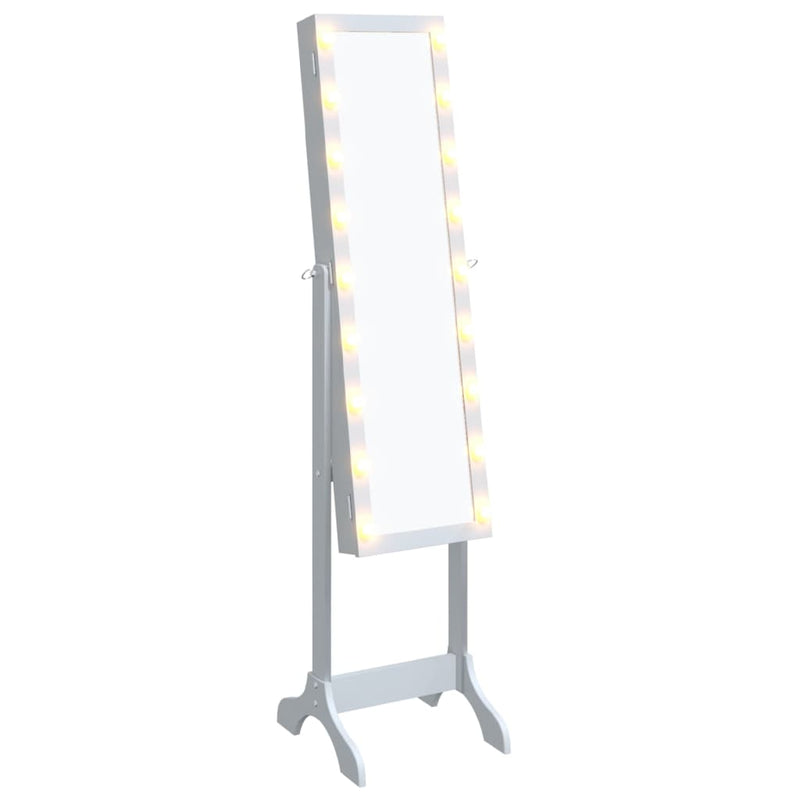 Afbeelding laden in galerijviewer, Vidaxl spiegel vrijstaand met led's 34x37x146 cm wit
