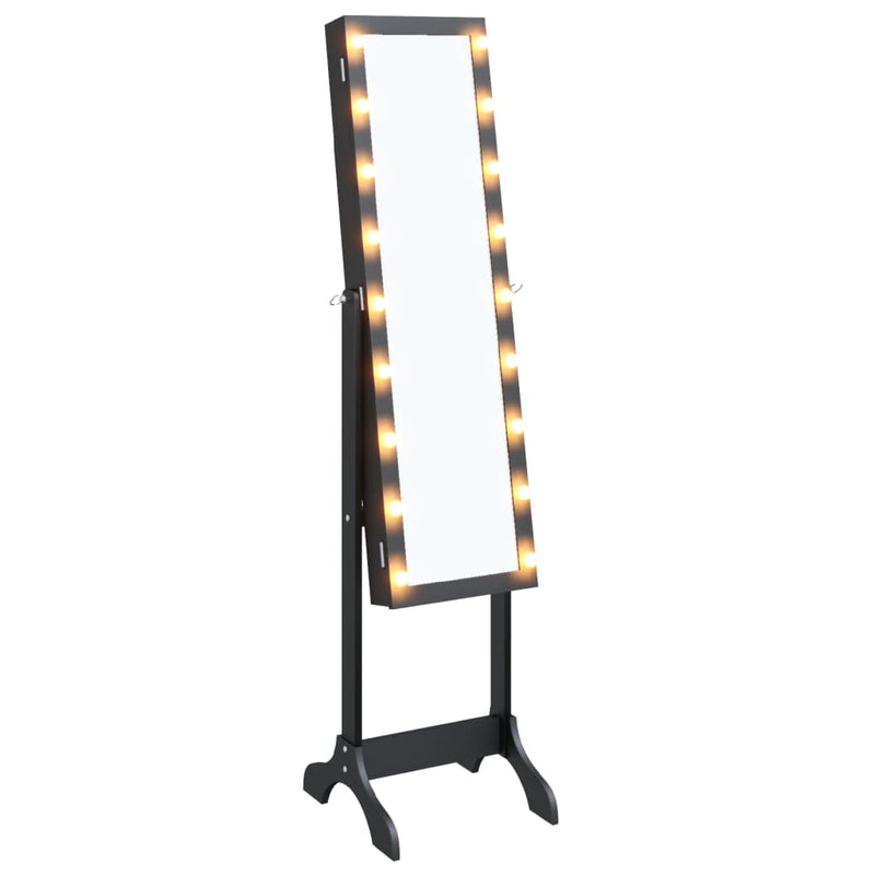Afbeelding laden in galerijviewer, Vidaxl spiegel vrijstaand met led's 34x37x146 cm zwart

