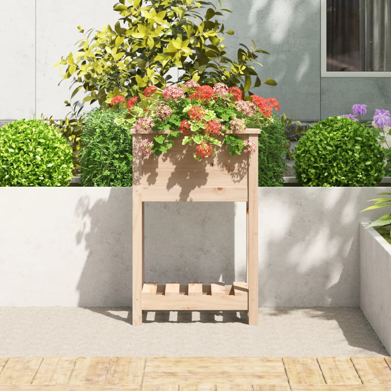 Afbeelding laden in galerijviewer, Vidaxl plantenbak met schap 54x34,5x81 cm massief grenenhout
