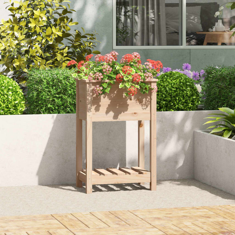 Afbeelding laden in galerijviewer, Vidaxl plantenbak met schap 54x34,5x81 cm massief grenenhout
